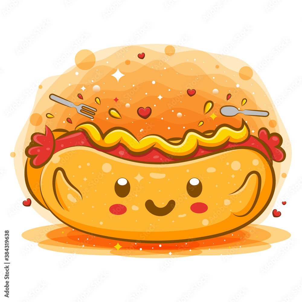 Hot Dog With Mustard kawaii cartoon character Hot Dog With Mustard kawaii cartoon character