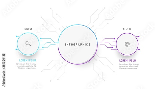 Vector Infographic label design template with icons and 2 options or steps. Can be used for process diagram, presentations, workflow layout, banner, flow chart, info graph.