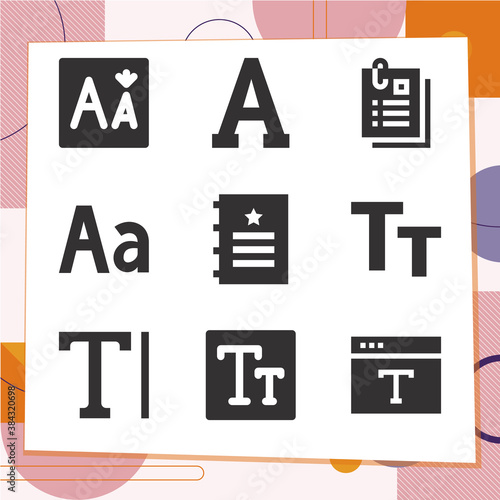 Simple set of 9 icons related to characters