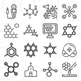 16 pack of mol  lineal web icons set