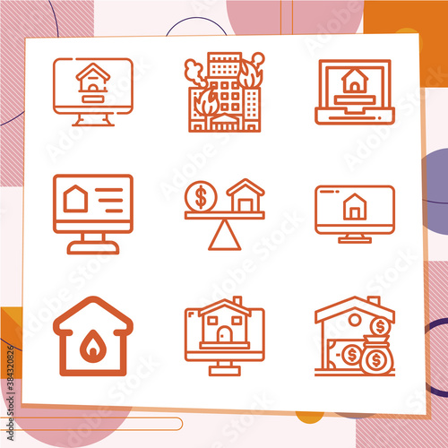 Simple set of 9 icons related to private property
