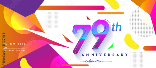 79th years anniversary logo, vector design birthday celebration with colorful geometric background and circles shape. photo