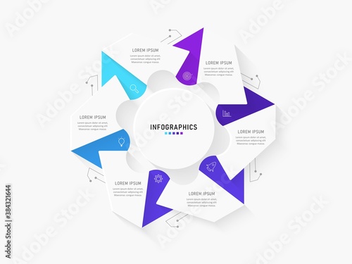 Vector Infographic label design template with icons and 6 options or steps. Can be used for process diagram, presentations, workflow layout, banner, flow chart, info graph. © Mif Design