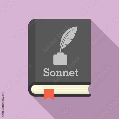 Literary sonnet book icon. Flat illustration of literary sonnet book vector icon for web design