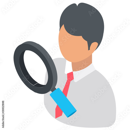 
A businessman with magnifier denoting analyst 
