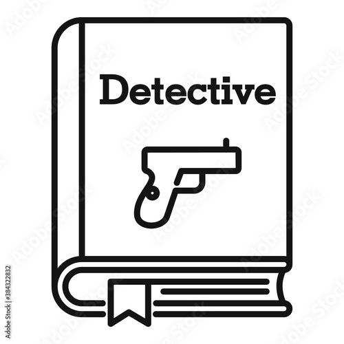 Detective book icon. Outline detective book vector icon for web design isolated on white background