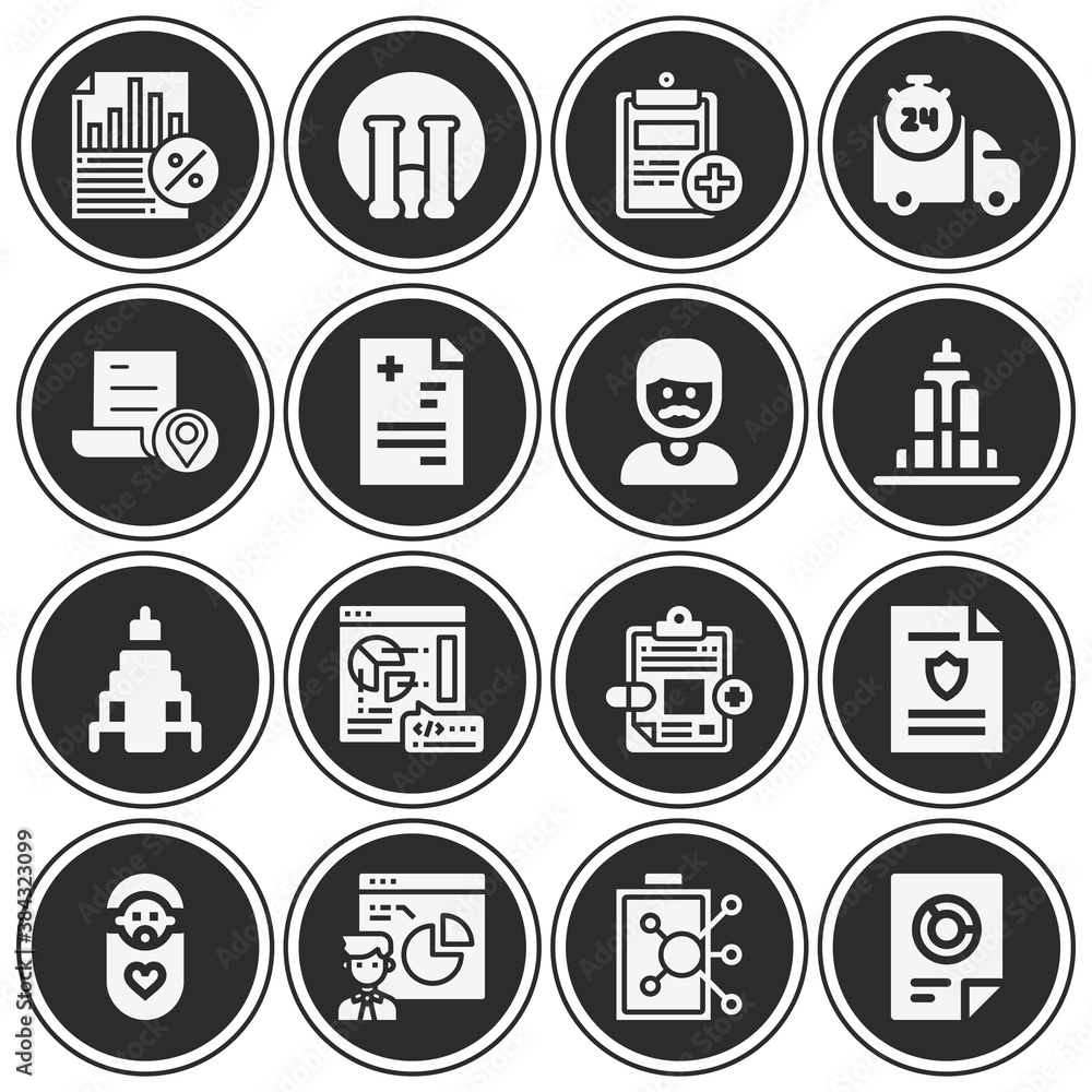 16 pack of denote  filled web icons set