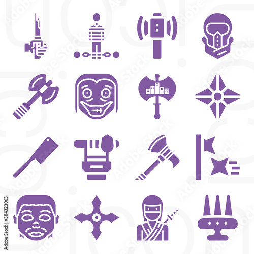 16 pack of murderer  filled web icons set