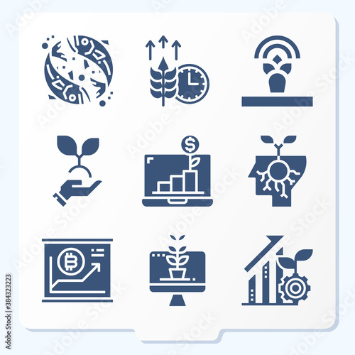 Simple set of 9 icons related to maturation