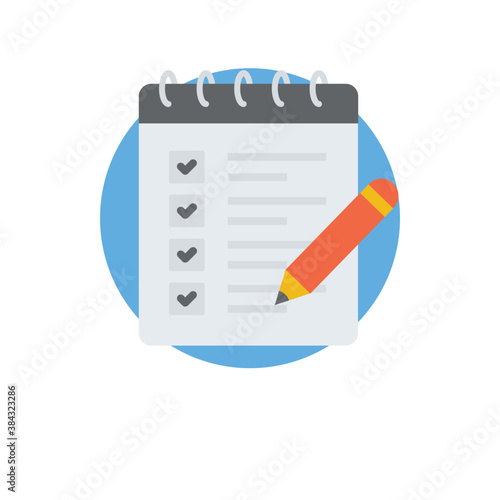 
A notepad with check marks and pencil showing tasks icon 
