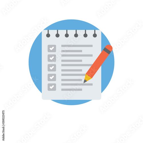 
A notepad with check marks and pencil showing tasks icon 
