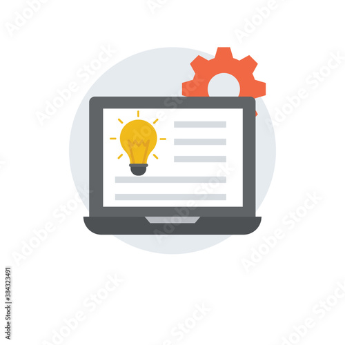 
Human head with gear and bulb is icon concept of innovative 
