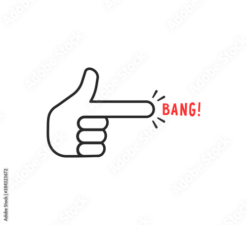 thin line finger shot funny icon