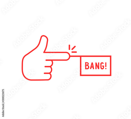 red thin line finger with bang icon