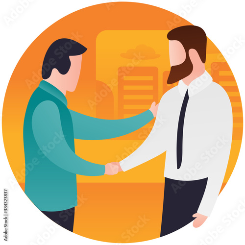 
Office secretary shaking hand with boss 
