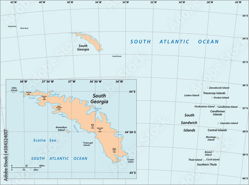 vector map of South Georgia and the South Sandwich Islands, United Kingdom