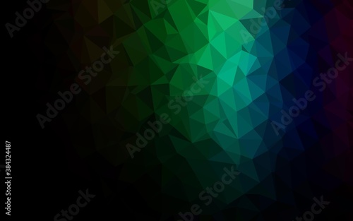 Dark Multicolor, Rainbow vector blurry triangle template.
