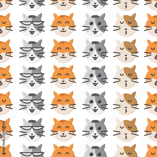cute cat seamless pattern with white background, cat icon, Fashion print design, vector illustration
