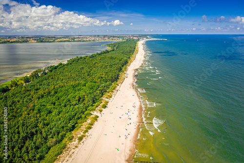 Aerial view of beach on peninsula Hel, Baltic Sea