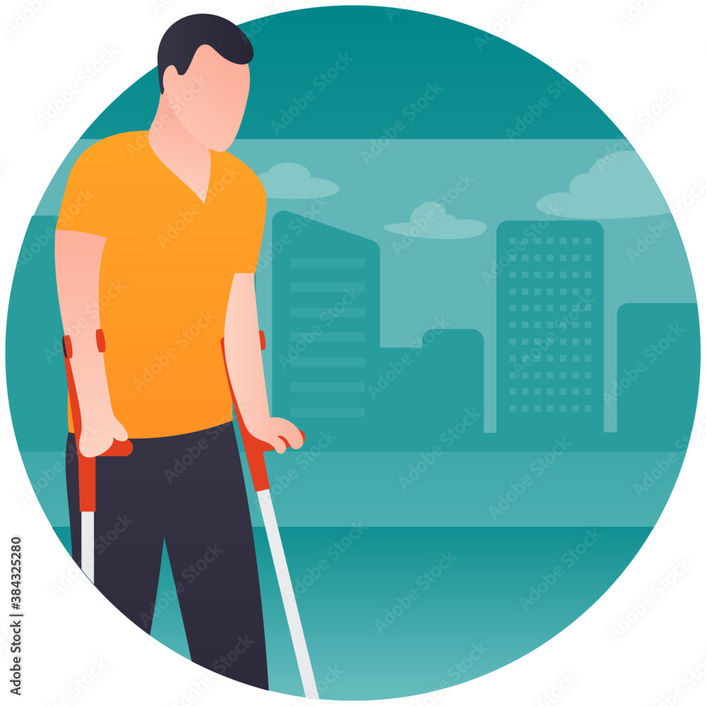 An avatar on crutches depicting disable person
An avatar on crutches depicting disable person