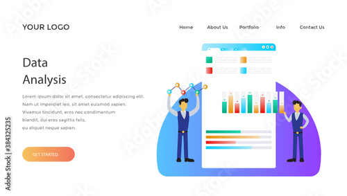 
Businessmen with website having data analysis 
