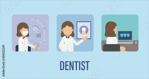 Set of dentist avatars flat design vector illustration 