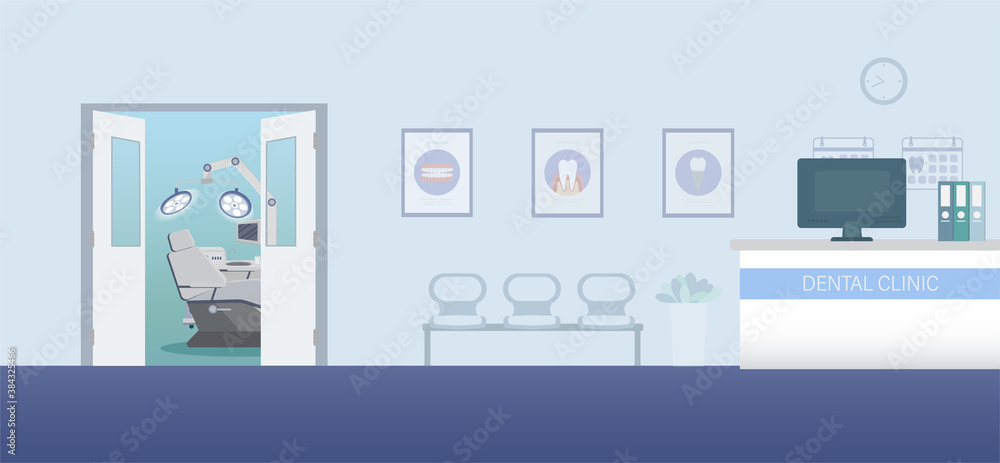 Dental clinic interior flat design vector illustration Dental clinic interior flat design vector illustration