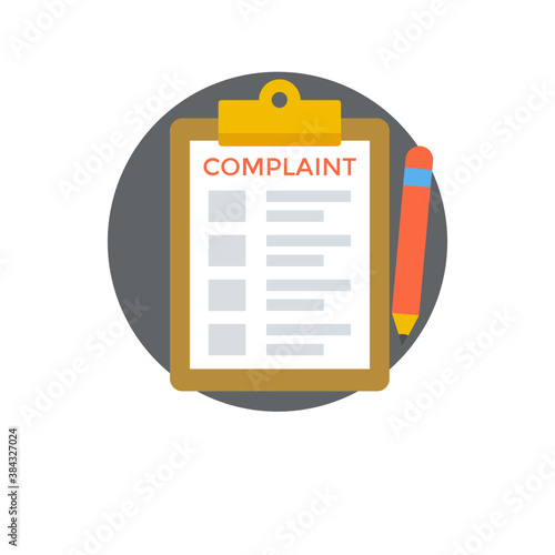 
Paper sheet embedded in clipboard for complaints 
