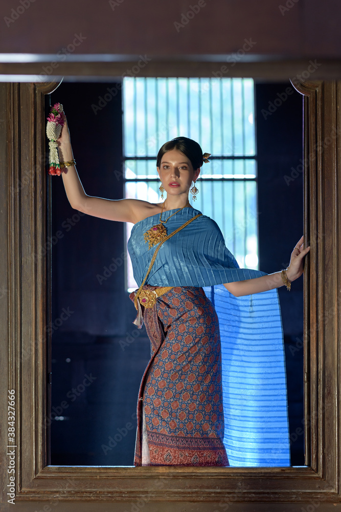 Portrait Thai model in Thai period costume