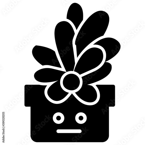 
A cactus emoticon with astonished face 

