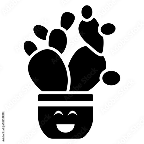 
A cactus emoticon with astonished face 

