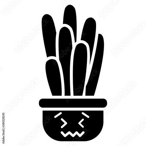 
A cactus emoticon with astonished face 
