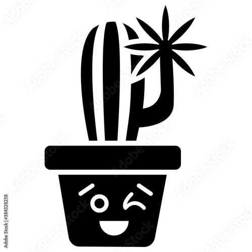 
A cactus emoticon with astonished face 

