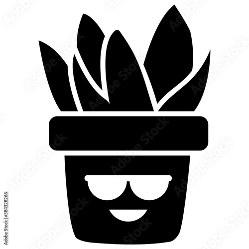 
A cactus emoticon with astonished face 
