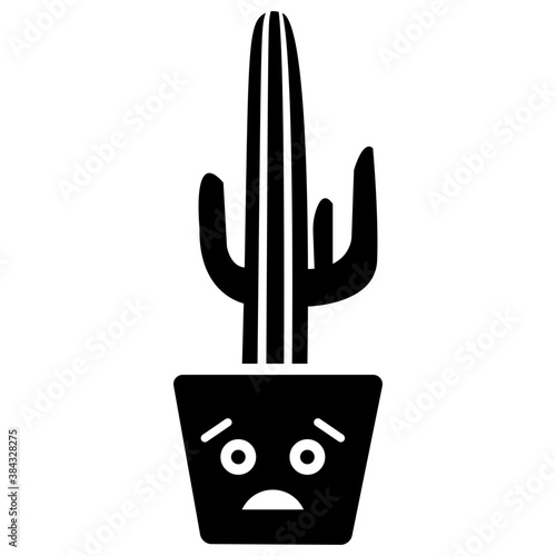 
A cactus emoticon with astonished face 
