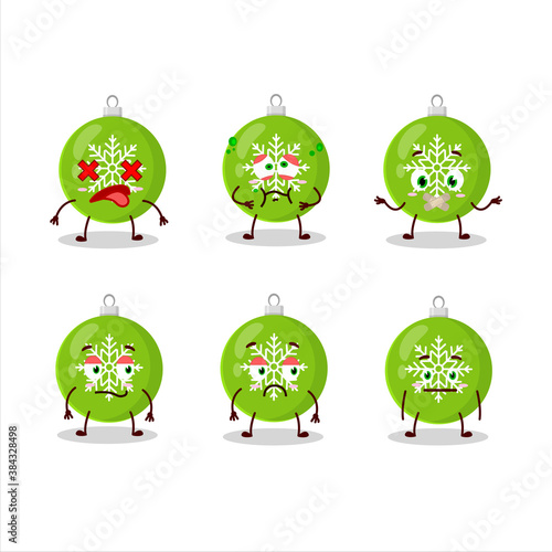 Christmas ball green cartoon character with nope expression