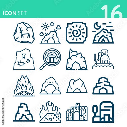 Simple set of 16 icons related to undermine