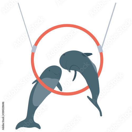 
Man playing with rings showing circus tricks 

