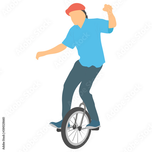
Man playing with rings showing circus tricks 
