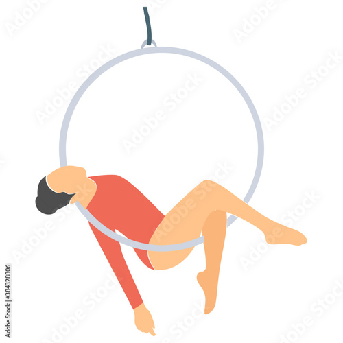 
Man playing with rings showing circus tricks 
