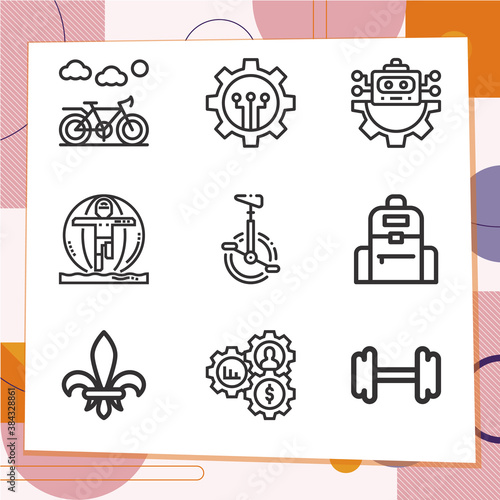Simple set of 9 icons related to receptors
