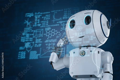 Obraz na płótnie cute artificial intelligence robot learning