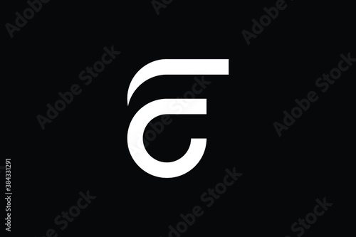 Minimal Innovative Initial FC logo and CF logo. Letter F C CF FC creative elegant Monogram. Premium Business logo icon. White color on black background photo