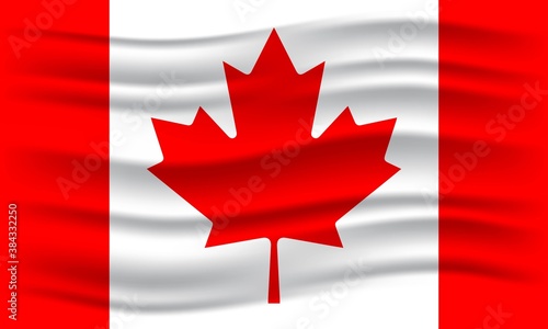 Illustration of waving Canada flag. Vector Illustration.