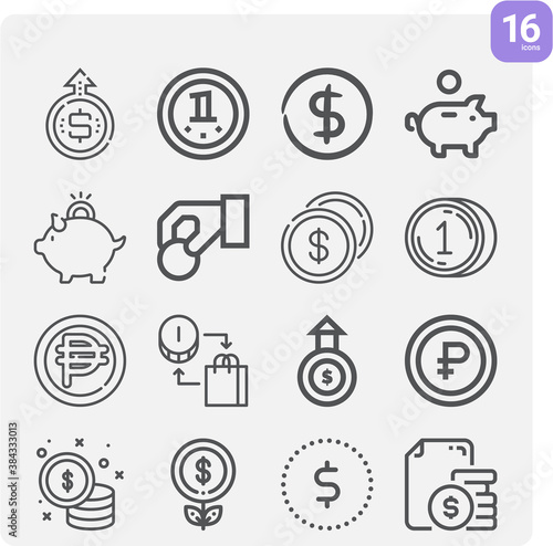 Simple set of nickel related lineal icons.
