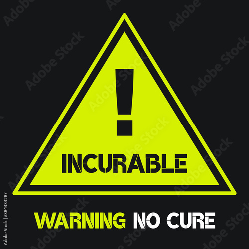 Simple yellow triangle warning sign with exclamation mark and the words 