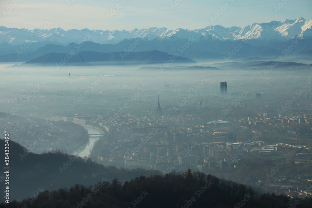 Torino, veduta aerea dal monte Superga