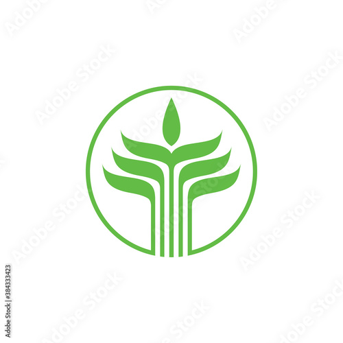 Circle with leaf logo design vector