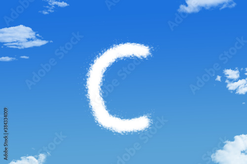 Letter c cloud shape on blue sky
