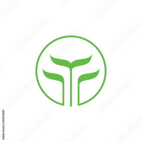 Circle with leaf logo design vector